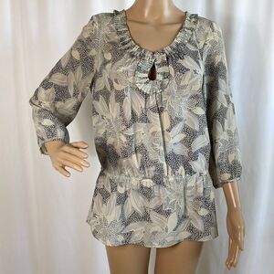 ❤️Last Chance Banana Republic silk peasant floral print 3/4 sleeves blouse sizeS